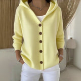 Teri | Damen Strickjacke mit Kapuze und Knöpfen