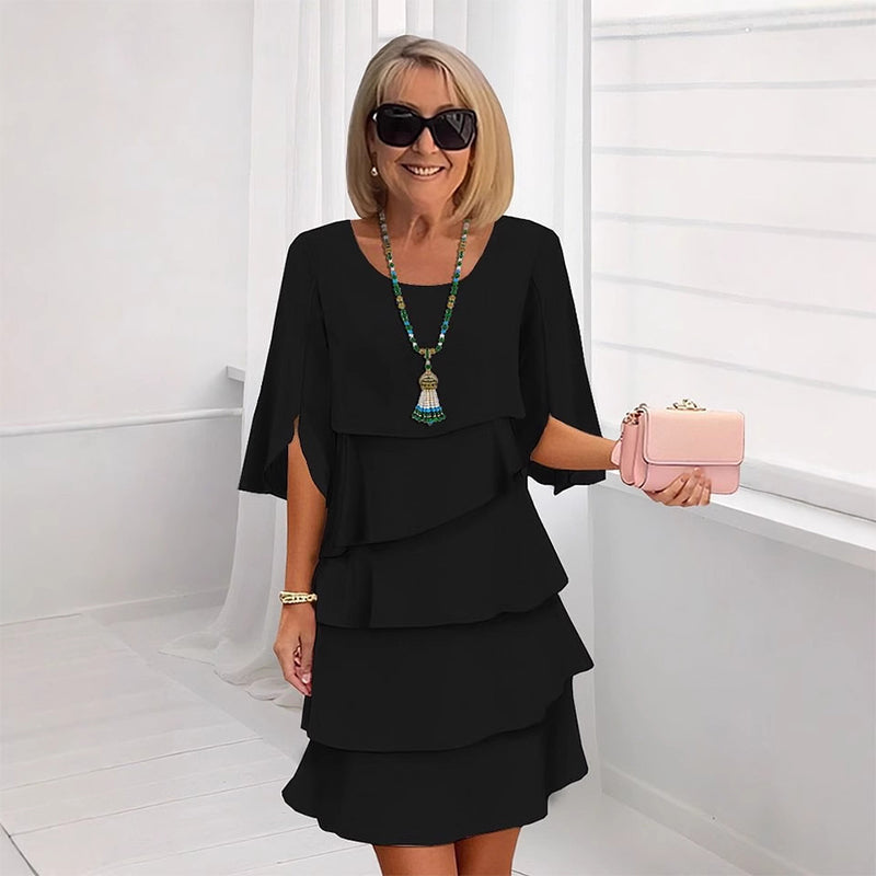 Chic Schichtkleid mit Puffärmeln für Frauen