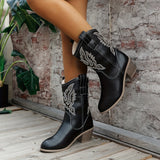 Damen Westernstiefel für breite Waden mit besticktem Schaft