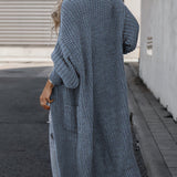 Damen Maxi Cardigan mit langen Ärmeln und Taschen