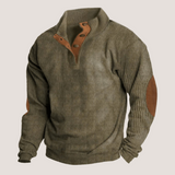 Fredrick - Gerippter Pullover mit Knopfleiste