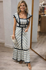 Dianne | Vintage-inspiriertes gestreiftes Maxikleid