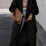 Damen Maxi Cardigan mit langen Ärmeln und Taschen