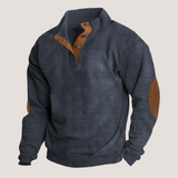 Fredrick - Gerippter Pullover mit Knopfleiste