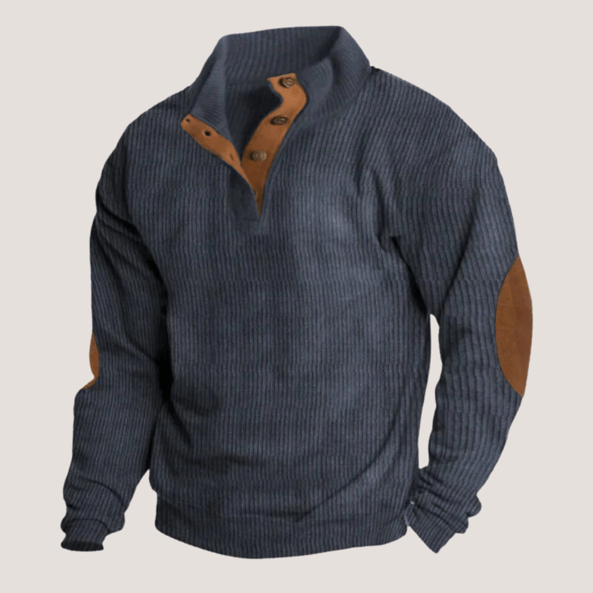 Fredrick - Gerippter Pullover mit Knopfleiste