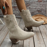Damen Westernstiefel für breite Waden mit besticktem Schaft