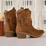 Fable | Damen Westernstiefel für breite Waden mit Stickerei