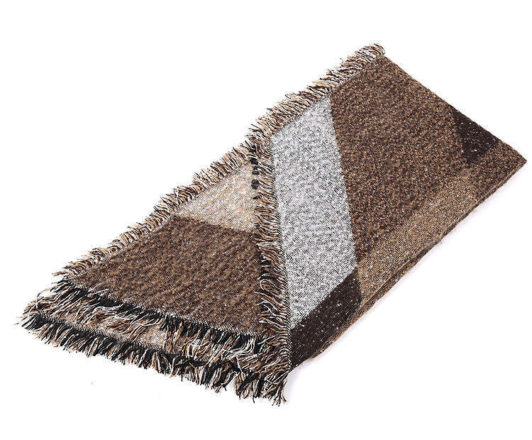 Damen Fransen-Schal mit geometrischem Muster
