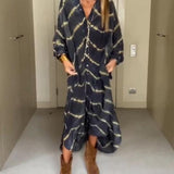 Bella™ – Boho-Streifen Maxikleid mit langen Ärmeln