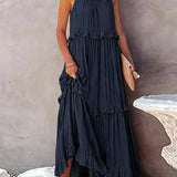 Sarah | Halter Rüsch Maxi Kleid (Fast ausverkauft)
