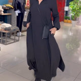 Eleanor - Lockeres Langes Kleid Mit Revers Und Seitenschlitz