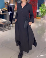 Eleanor - Lockeres Langes Kleid Mit Revers Und Seitenschlitz