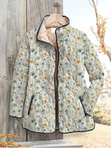 Wunderschönes Blumenmuster auf einer lässigen, gesteppte Jacke für Frauen