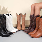 Dagny | Damen Westernstiefel mit weitem Schaft und Blockabsatz