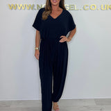 Mary | Damen Jumpsuit mit Wickelausschnitt und Bindegürtel