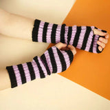 Lange fingerlose Strickhandschuhe (30 cm)