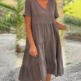 Zoey™ - Lässiges Sommer V-Ausschnitt Kleid