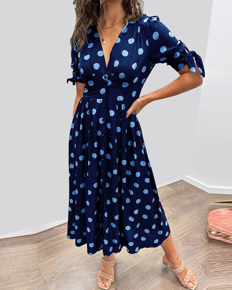 Bellamy - V-Ausschnitt Kleid mit Pünktchen