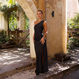 Damen Ein-Schulter Maxi-Kleid