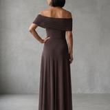 Juni | Off-Shoulder Drapiertes Midi-Kleid