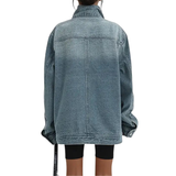 SKYE™ – Retro-inspirierte asymmetrische Jacke mit hohem Kragen und Vintage-Waschung