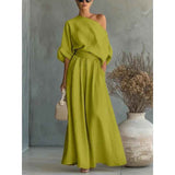 Lisa | Gemütliches Off-Shoulder-Top mit tapered Hosen Ensemble