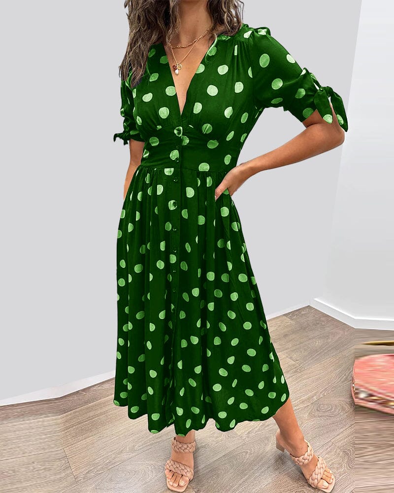 Bellamy - V-Ausschnitt Kleid mit Pünktchen