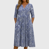 Harlow | Anmutiges V-Ausschnitt Eleganz Midi Kleid