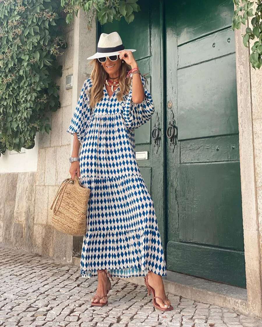 Elin | Damen Gepunktetes Maxikleid