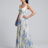Ophelia | Ärmelloses Midi-Kleid mit quadratischem Ausschnitt und Blumenmuster