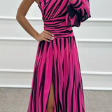 Chloe – Elegantes gestreiftes Maxikleid mit einem Schulterträger