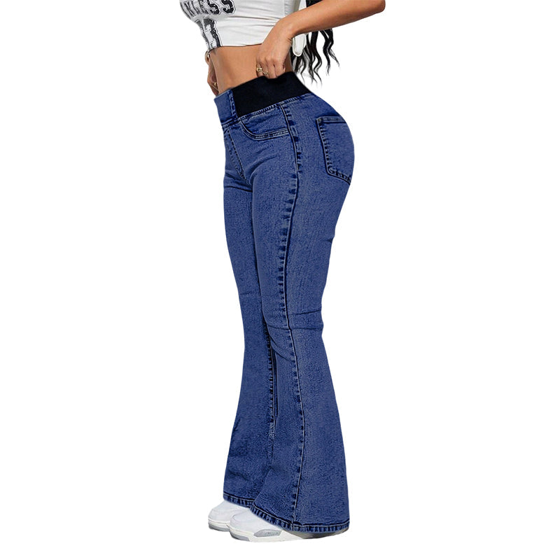 Damenjeans mit hohem Bund und dehnbaren Beinen