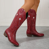 Eadith | Damen Westernstiefel mit weitem Schaft und Sternstickerei