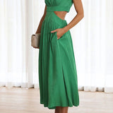 Quincy | Midi-Kleid mit Cut-Out und Taschen