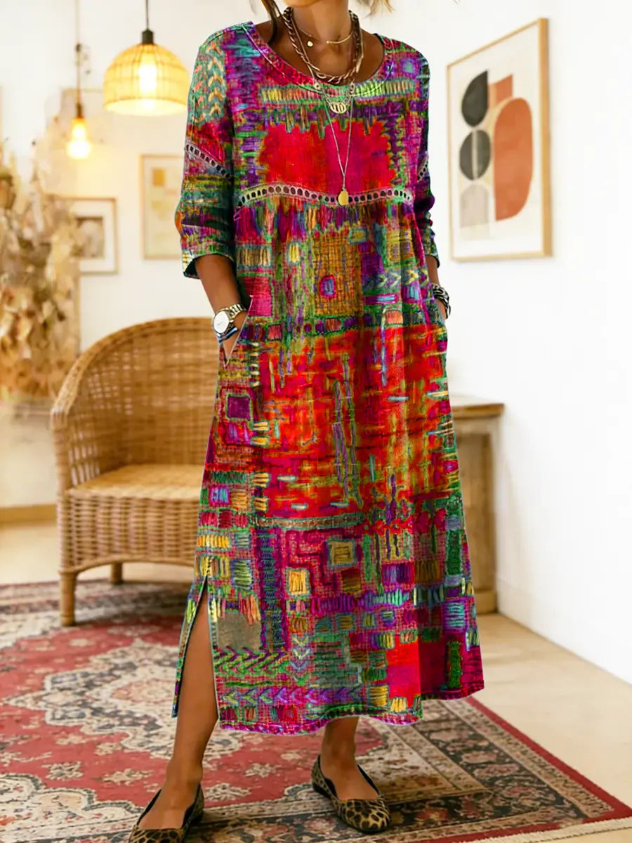 Isabelle | Ethnisches Patchwork-Kleid