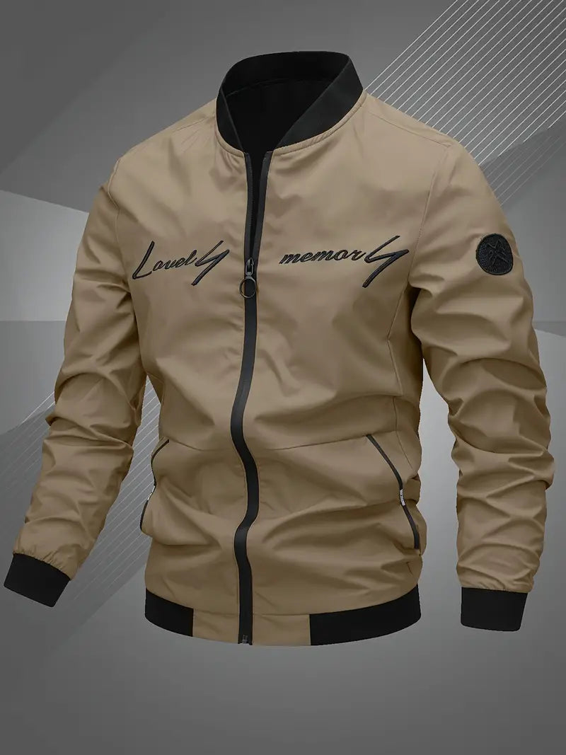 Finn - Lässige Bomberjacke Mit Gesticktem Buchstaben Für Männer