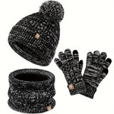 3-teiliges Winterset für Damen mit Mütze, Schal und Handschuhen