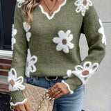 Lory™ - Eleganter V-Ausschnitt Floral Pullover