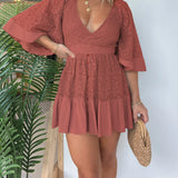 Pink Laura™ - Spitzen-Crochet-Overall-Kleid