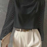 Samanta® | Bluse mit Illusionsärmeln und gerafftem Mocha-Ausschnitt