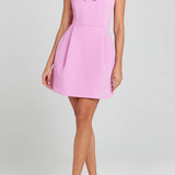 Cindy | Feminines Mini-Kleid mit Blumenapplikationen