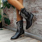 Damen Westernstiefel für breite Waden mit besticktem Schaft