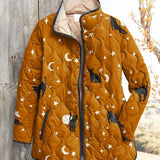 Schwarze Katzen Halloween Print Casual Steppjacke