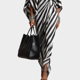 Damen Off-Shoulder Gestreiftes Maxikleid mit Bindegürtel