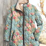 Damenjacke mit schönem Blumenmuster, gesteppt