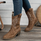 Damen Westernstiefel für breite Waden mit besticktem Schaft