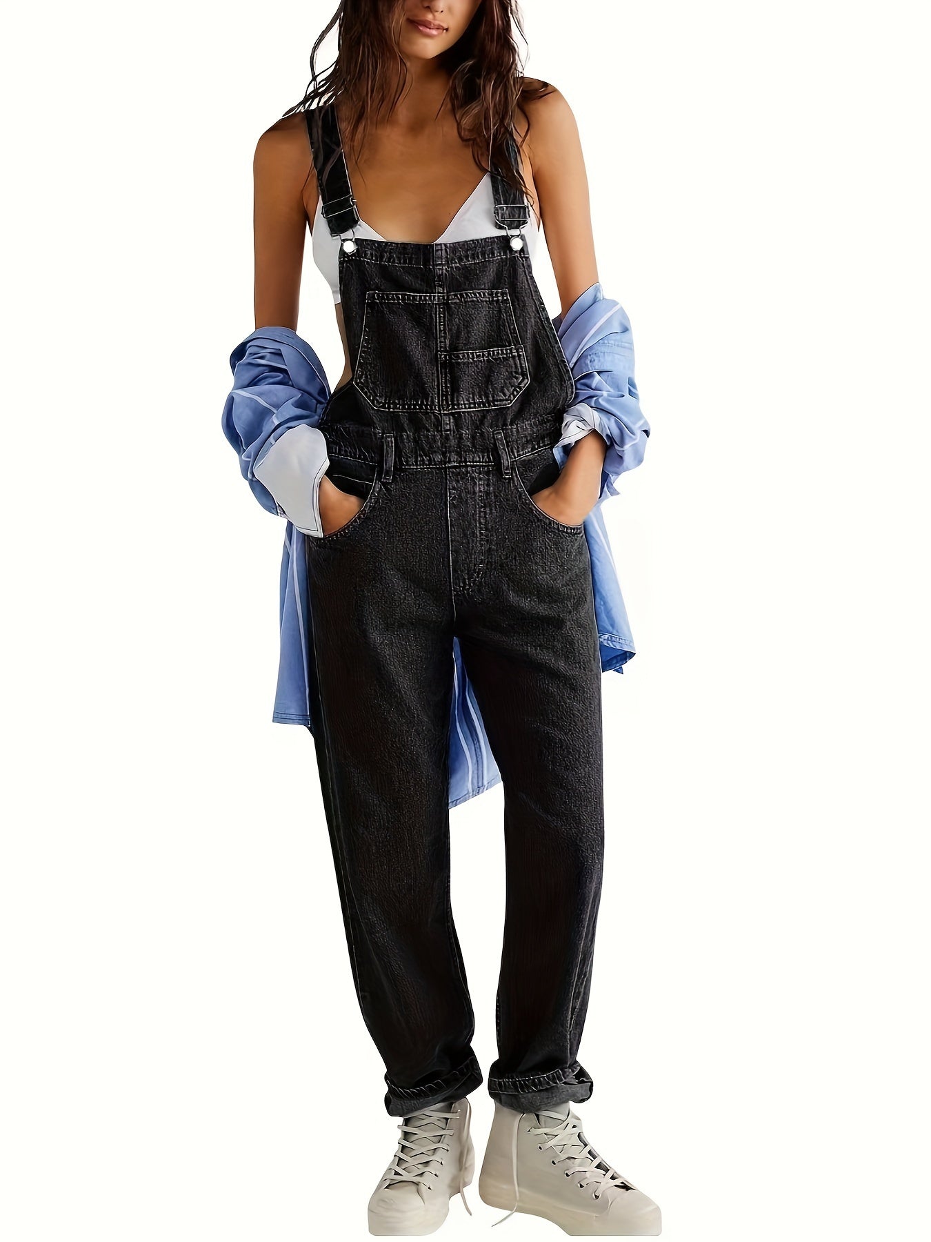 Wendy | Damen Latzhose mit Knöpfen und Taschen