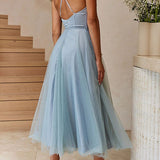 Zeitgenössisches Prinzessinnen-Maxi-Kleid mit Trägern für Partys