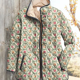 Damen Vintage Süße Jacke Kunstdruck mit Blumen