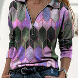 Bianca™ - Buntes Geometrisches Zip-Up Shirt